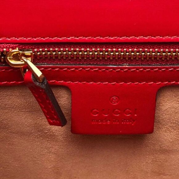 Gucci Red Smooth Leather Small Sylvie Shoulder Bag - Picture 6 of 10
